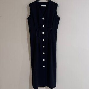 [Atre] Black Sleeveless Dress with White Details – Fits Sizes 2–4